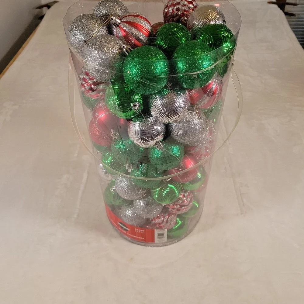 December Home 100 Pieces Shatterproof Christmas Tree Ornaments - Multiple Colors